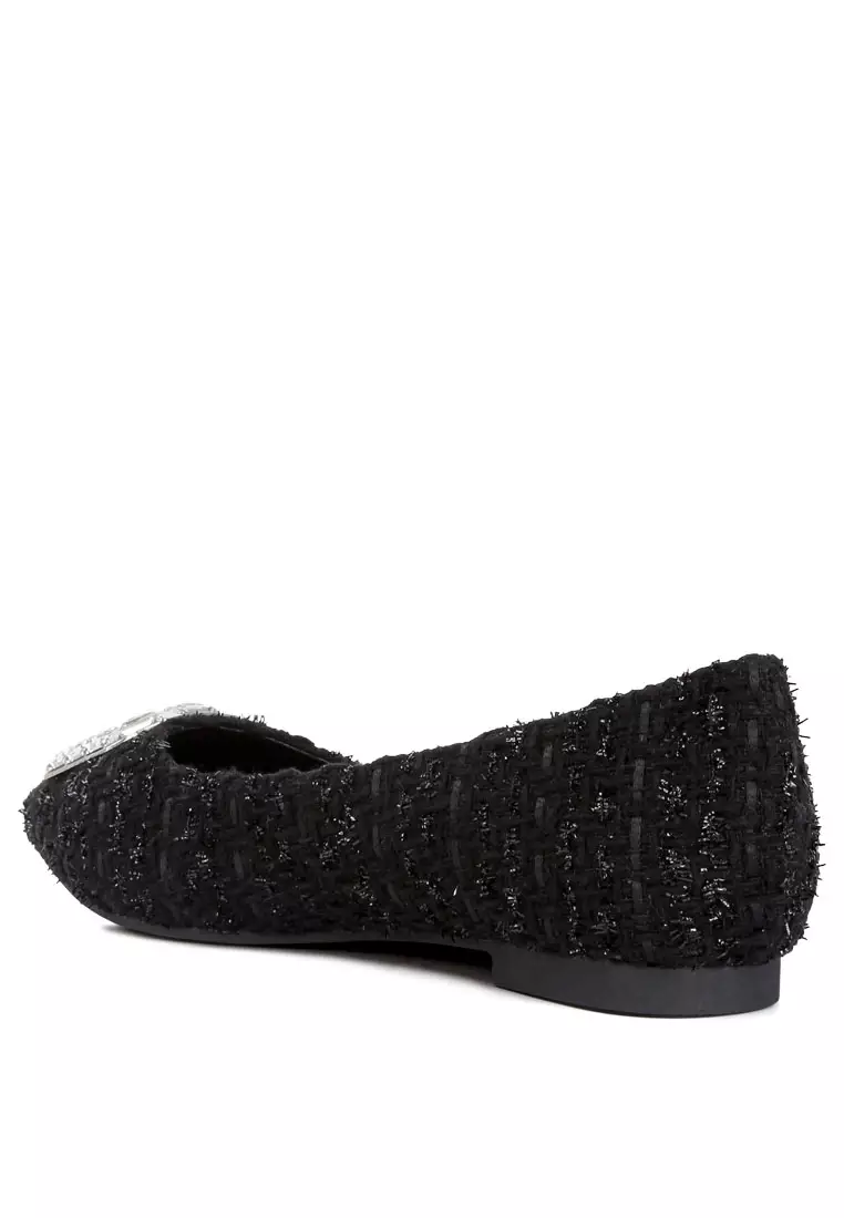 Flat Balet Berhias Warna Hitam