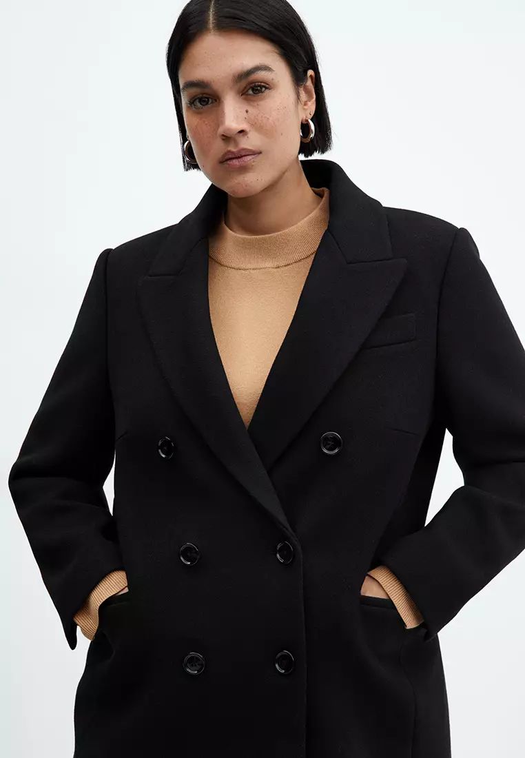 Wool double breasted coat womens store