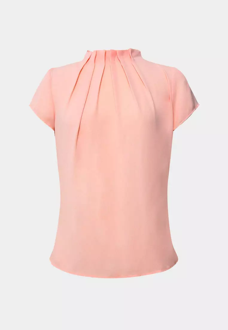 Olivia Pleated High Neck Top
