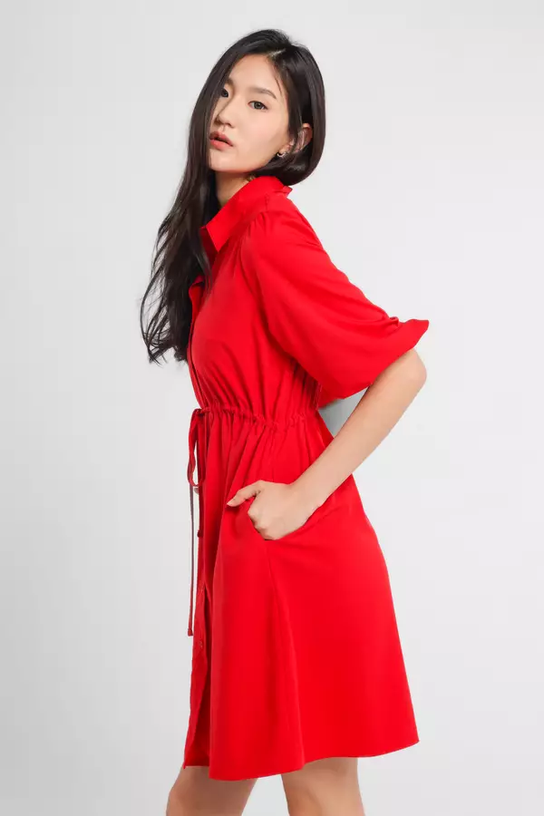 Minimal x Marsha Aruan - Eliza - Dress A-Line - Red Warna Red