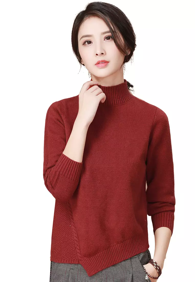 Red on sale half sweater