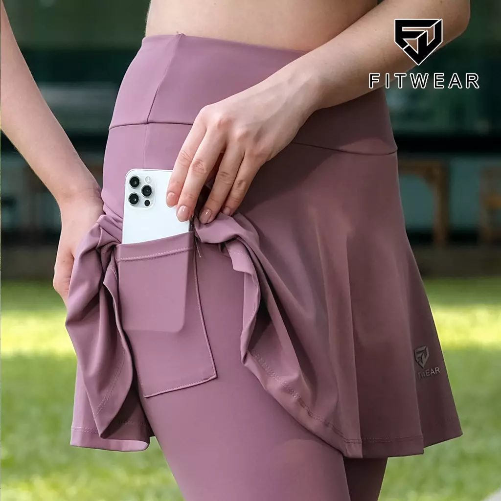 Fitwear Rok + Legging Olahraga Dryfit Wanita KAZUHA POCKET BACK WAVE - LAVENDER