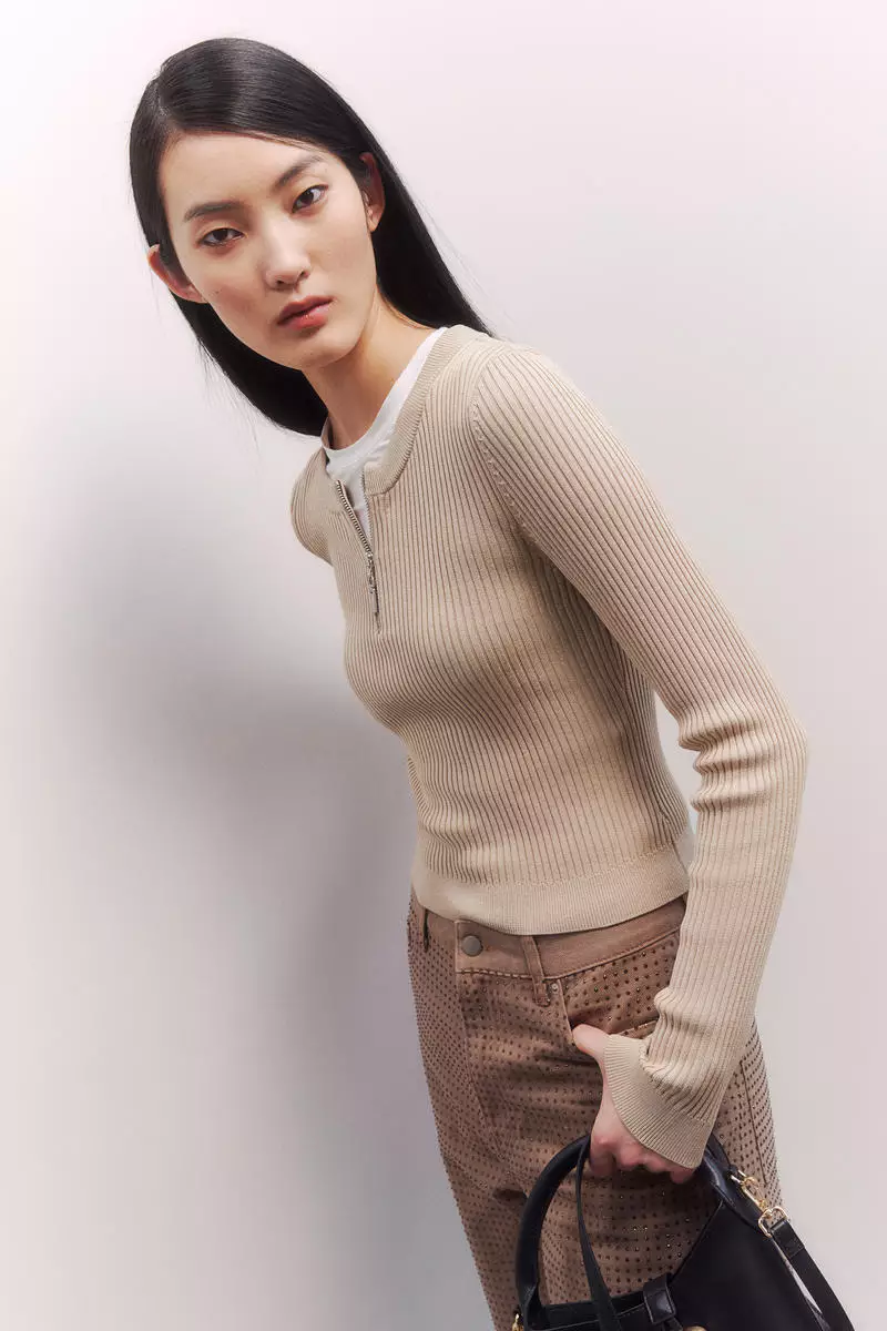 H&M Zip-top rib-knit top
