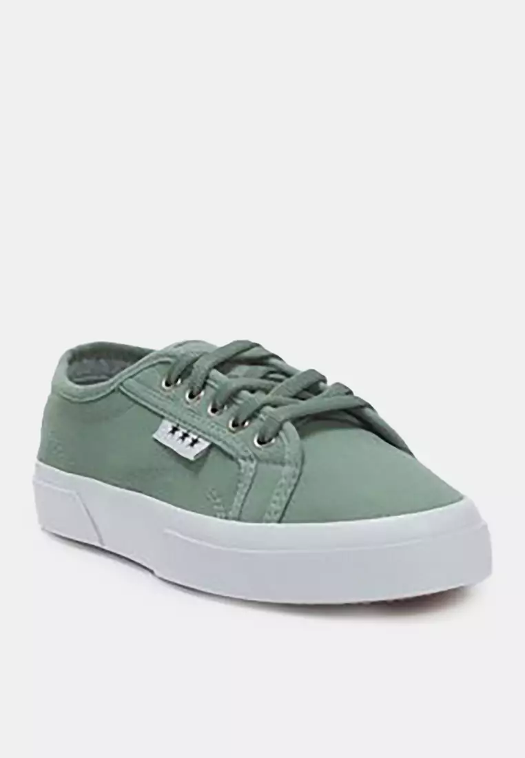 Mint Lace-Up Flat Sole Women's Sneakers Takss25Sn00039
