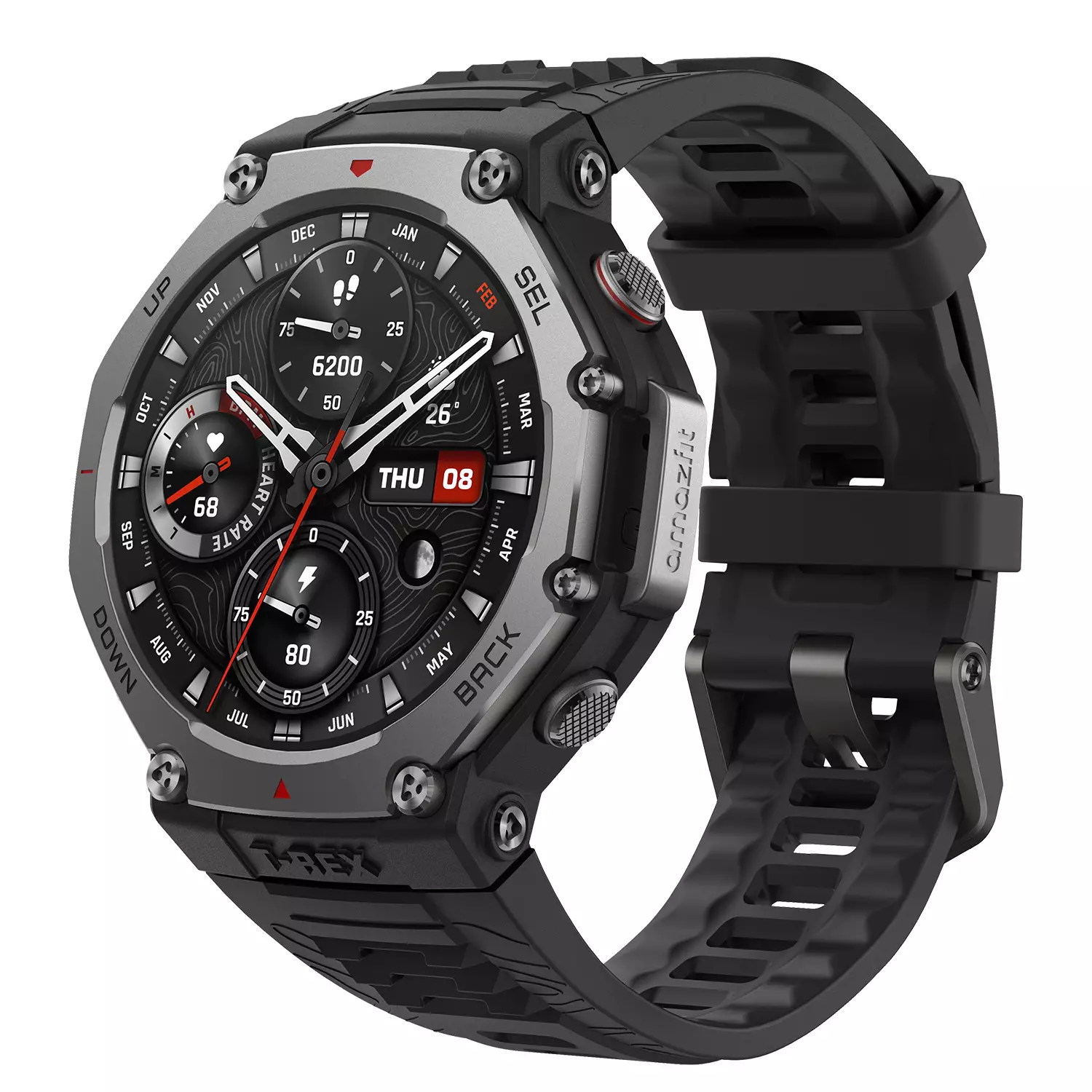 Amazfit T-Rex 3 Onyx 48mm | 27 Days Battery | 170+ Sports Modes | Water Resistance 10 ATM | GPS Smartwatch