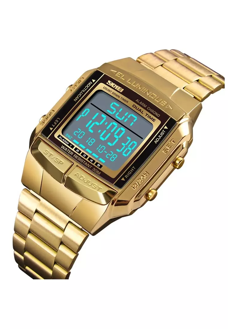 Jam Tangan Kasual Digital Pria Waterproof 30m Strap Tali Material Stainless Steel UU01 ORIGINAL