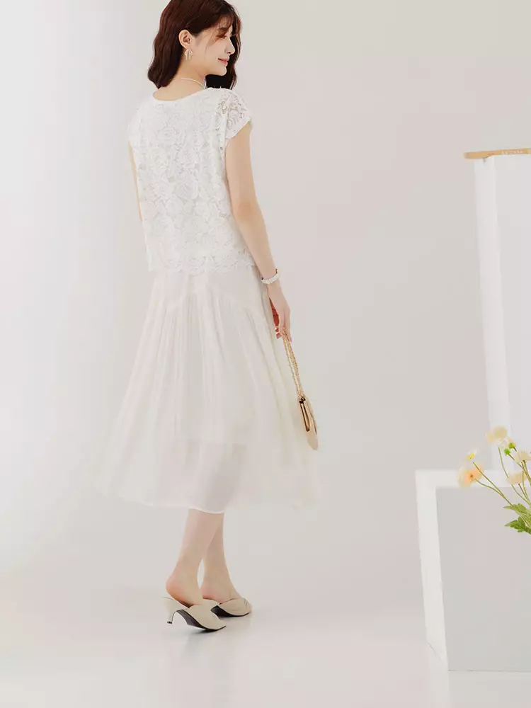 Romantic lace short-sleeve blouse [AB19468]