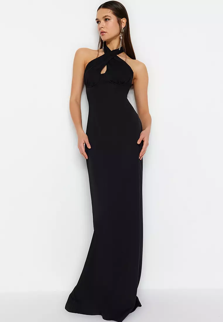 Jual Trendyol Halter Neck Maxi Dress Original 2023 | ZALORA Indonesia ®