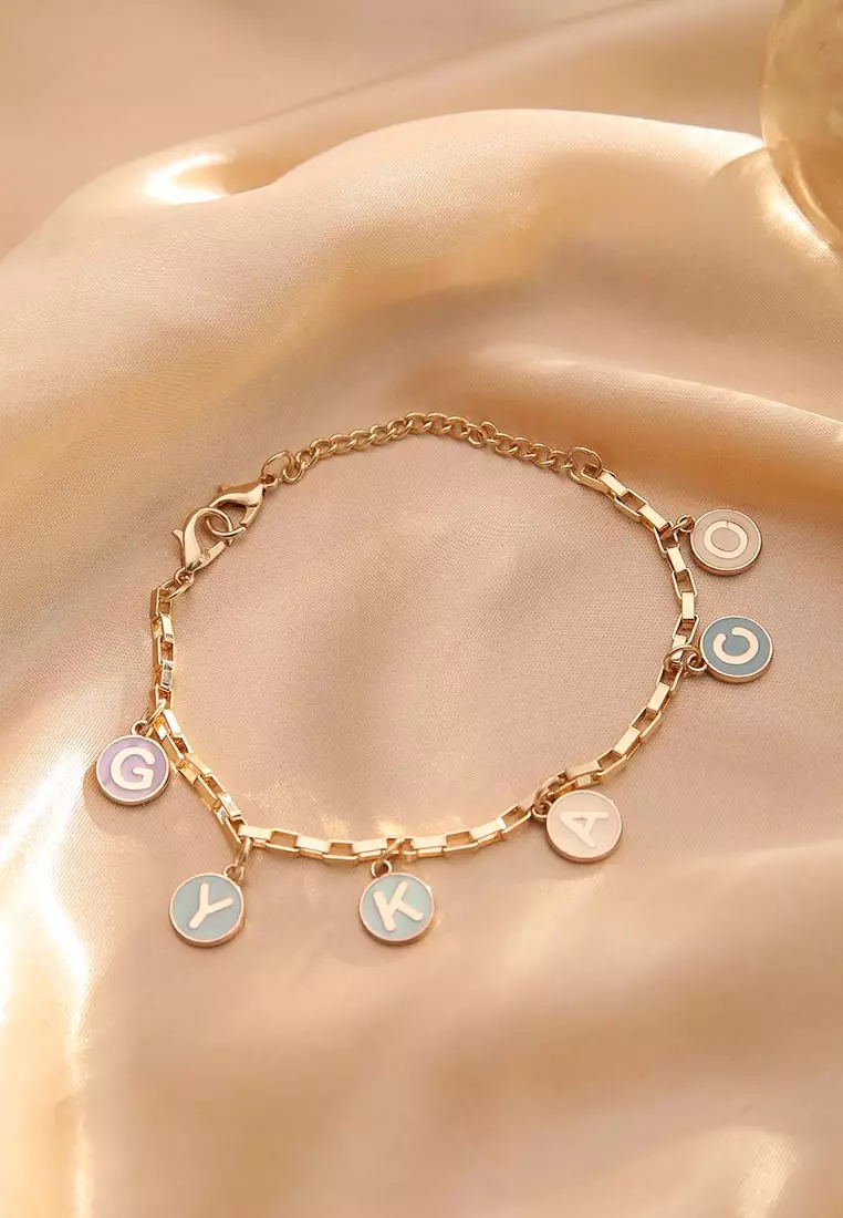 GYKACO Custom Nama Gelang / Rante Tas *** Tersedia Alphabet A - Z *** - Alphabet P