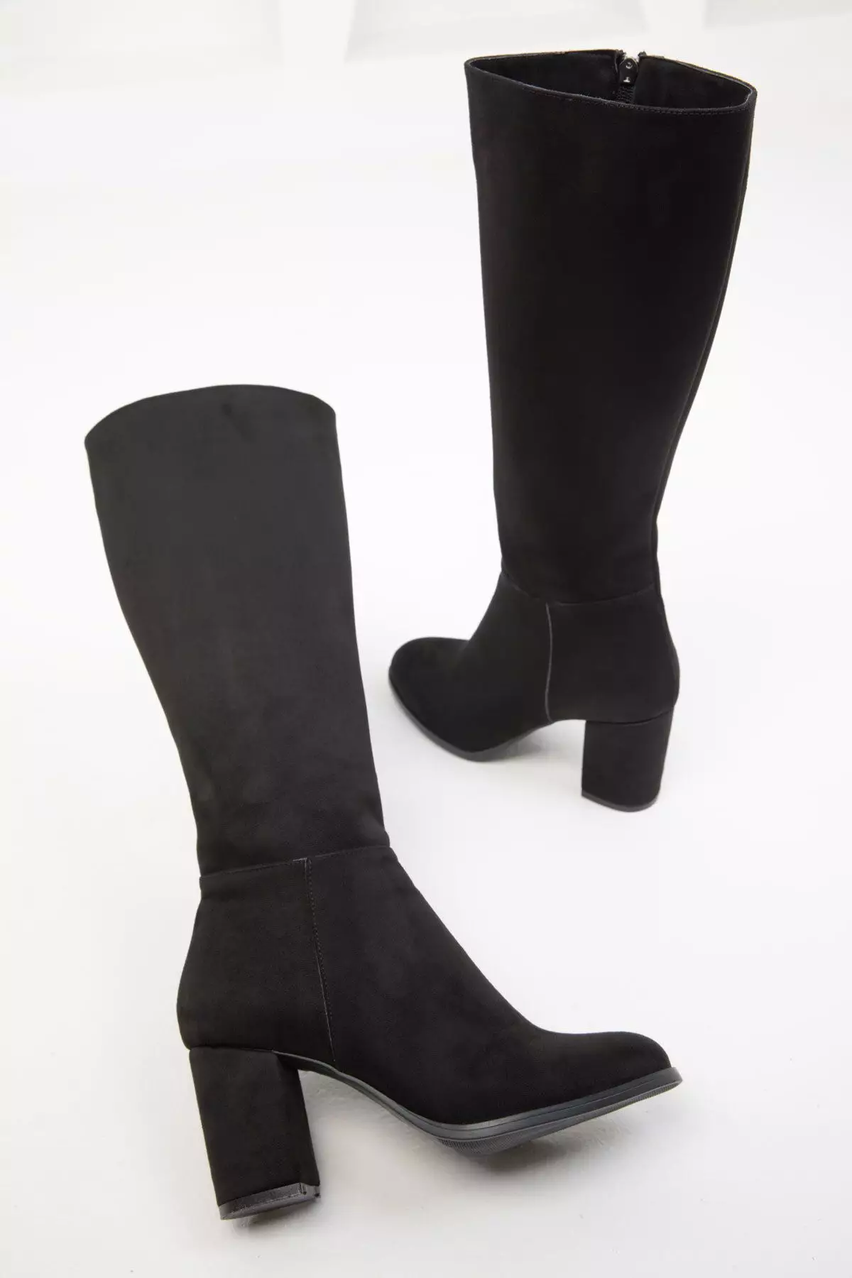 Round Toe Block Heeled Long Boots