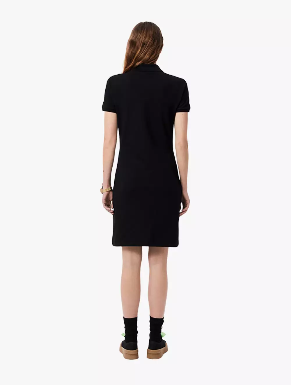 Women's Stretch Cotton Piqué Polo Dress - BLACK