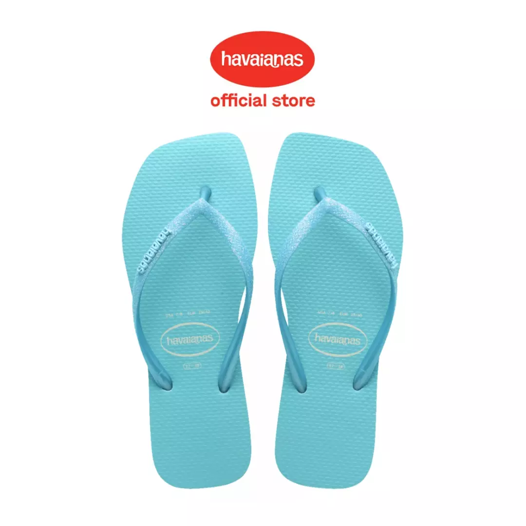 [ONLINE EXCLUSIVE] Havaianas 8747 Slim Square Glitter Neon Beige/Blue - Sandal Wanita