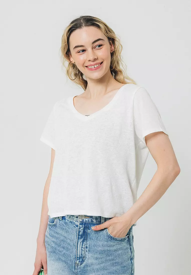 Buy comcoca Sheer V-neck Tshirt 2024 Online | ZALORA Philippines