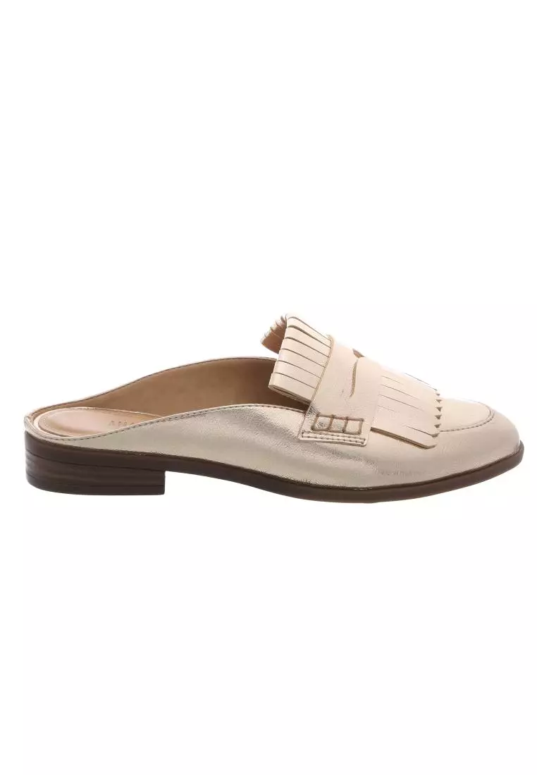 Gold mule new arrivals slides