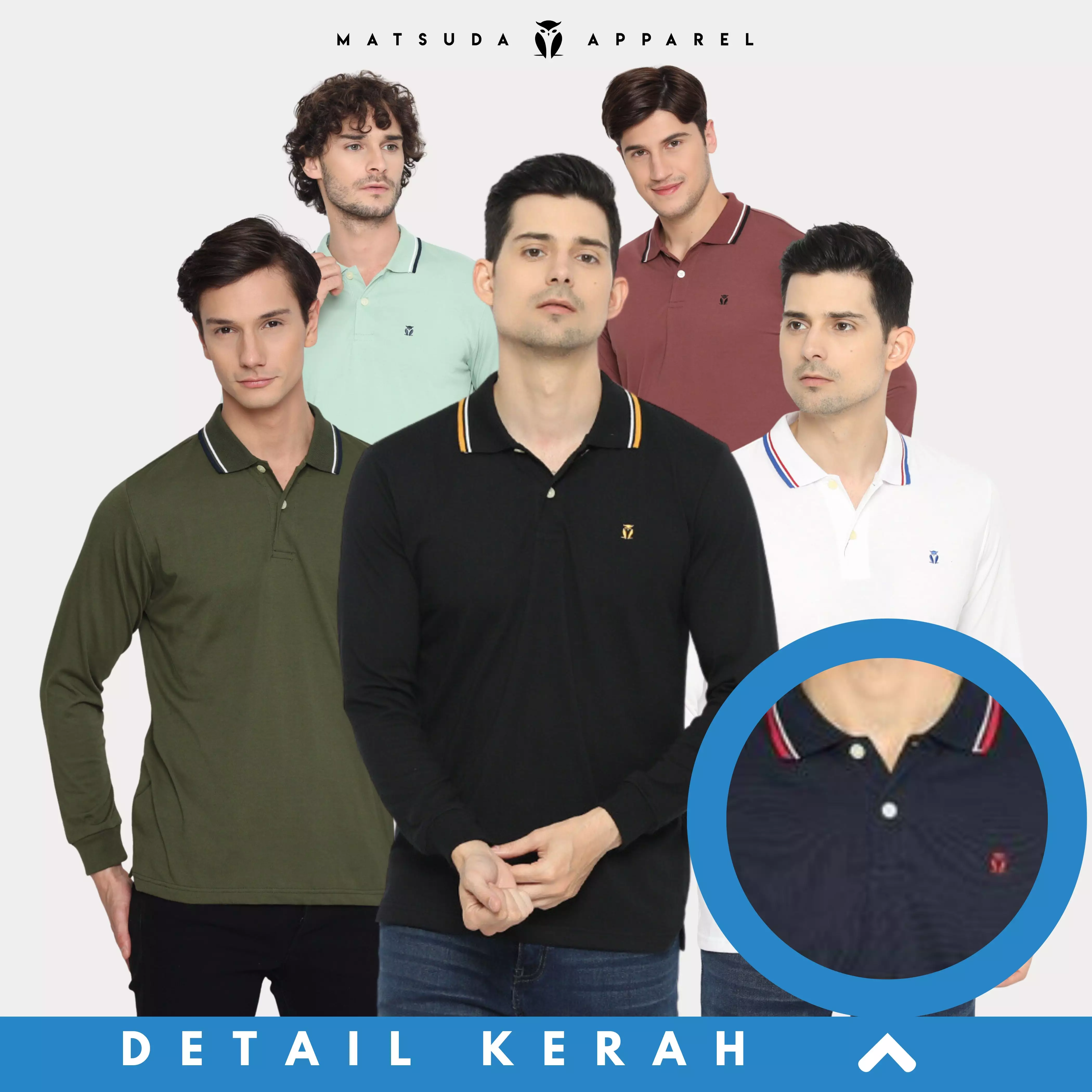Matsuda Kaos Polo Shirt Lengan Panjang Pria Kerah Kasuga