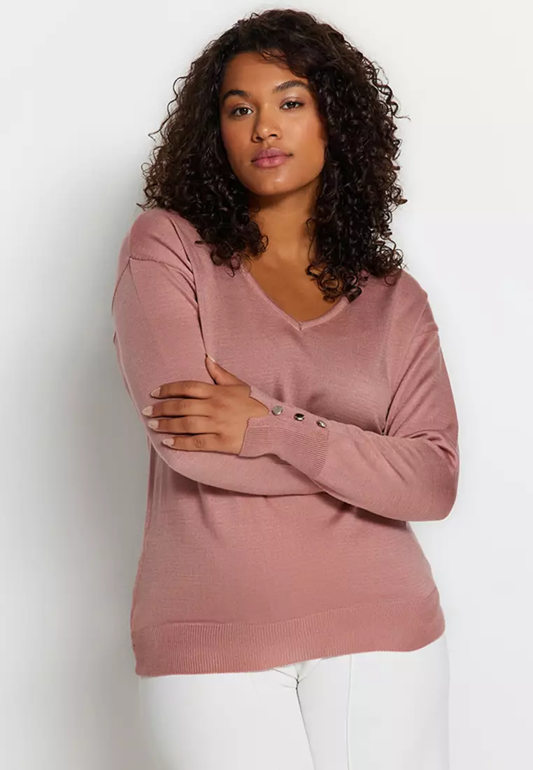 Madewell Plus Size Button Back Detail Sweater Buy Trendyol Plus
