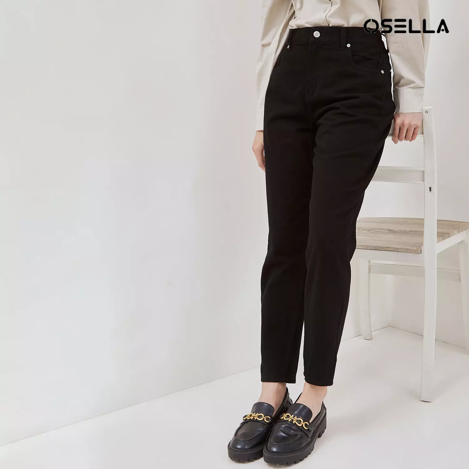 [NEW] Osella Clara High-Waist Mom Black Jeans 218O4003 | Celana Jeans Wanita