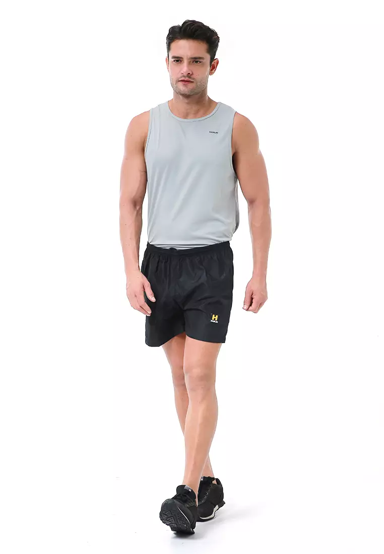 Halburt Celana Pendek Olahraga Pria Short Pants Kasual Simple Material Parasut ORIGINAL - Black Orange