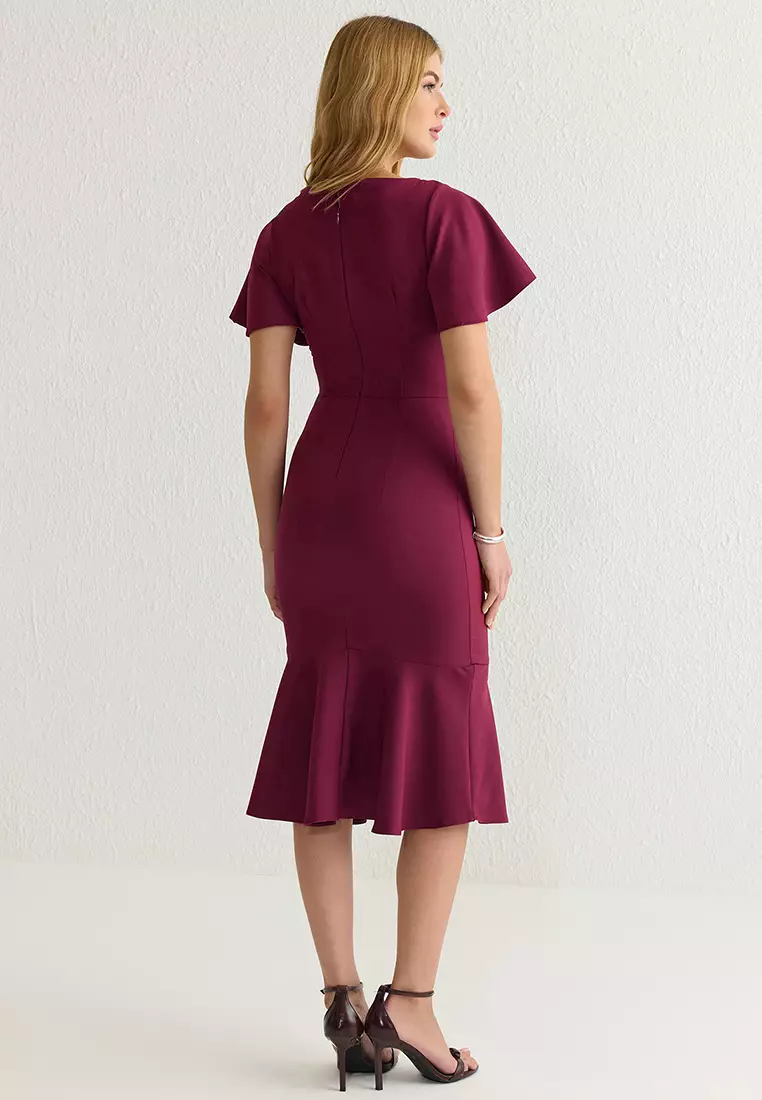 Flounce Hem Midi Dress