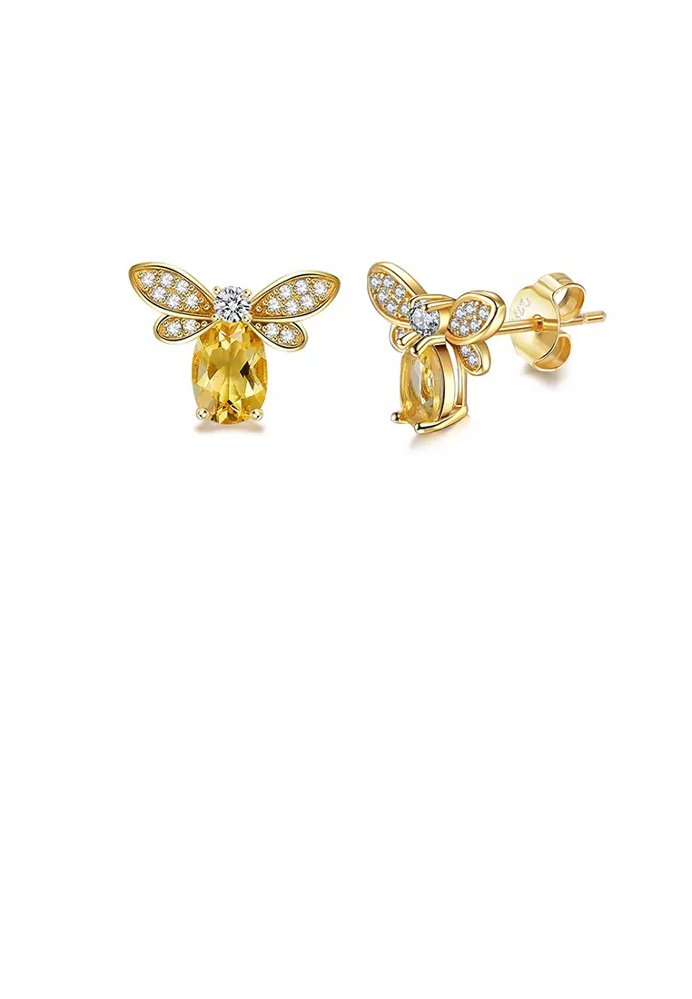 Buy Glamorousky 925 Sterling Silver Plated Gold Simple Cute Bee