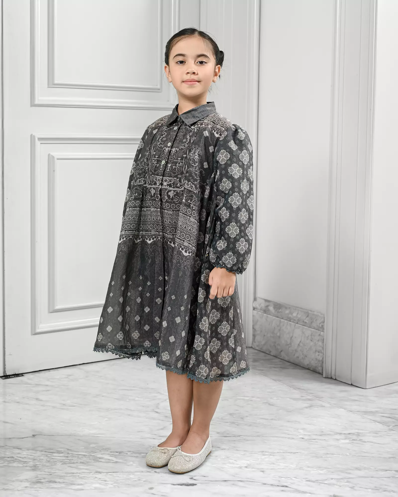 Geulis.id KIDS ALUSYA MIDI DRESS / DRESS ANAK / BAJU LEBARAN - EMERALD