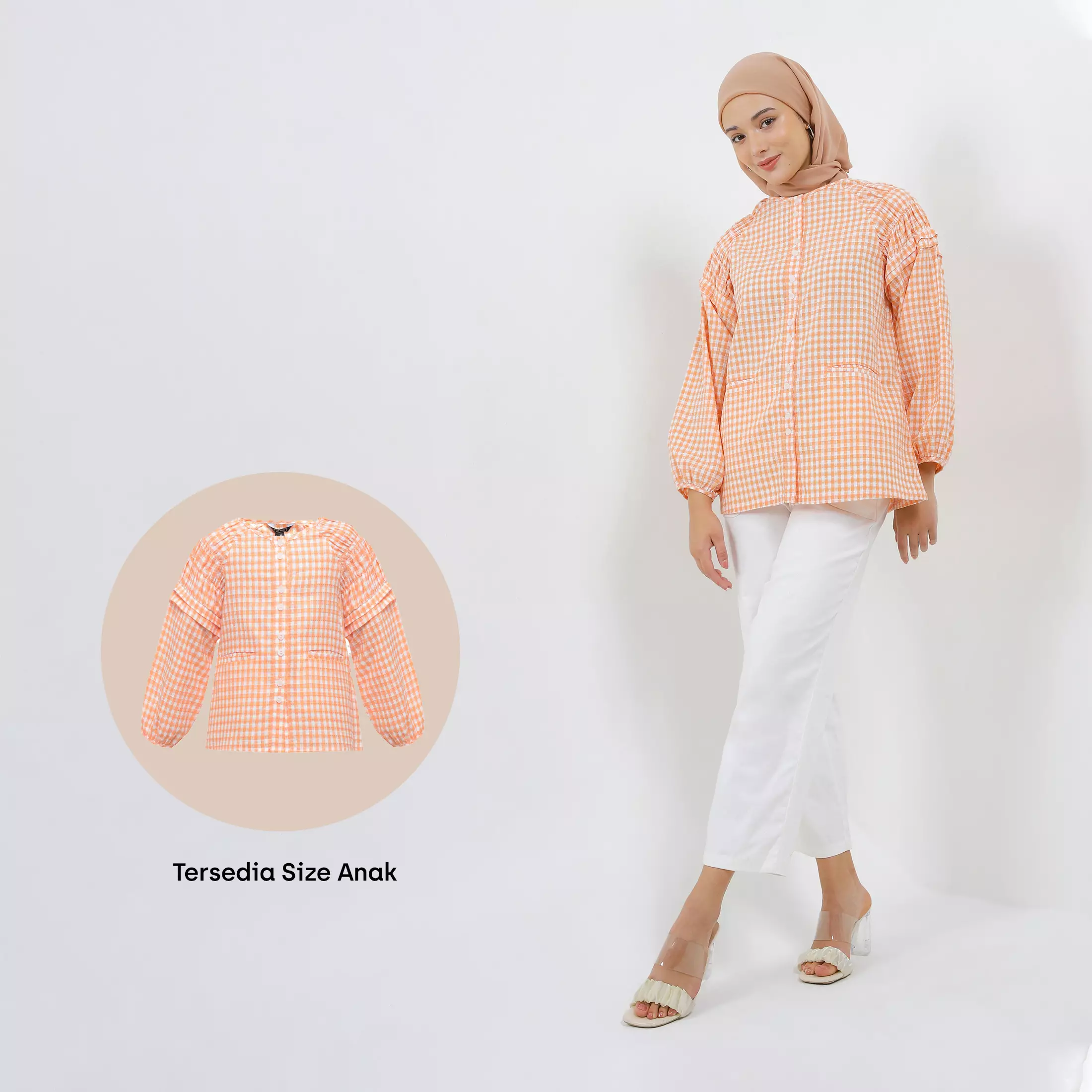 MFMW Danaria Atasan Blouse Orange Motif Kotak