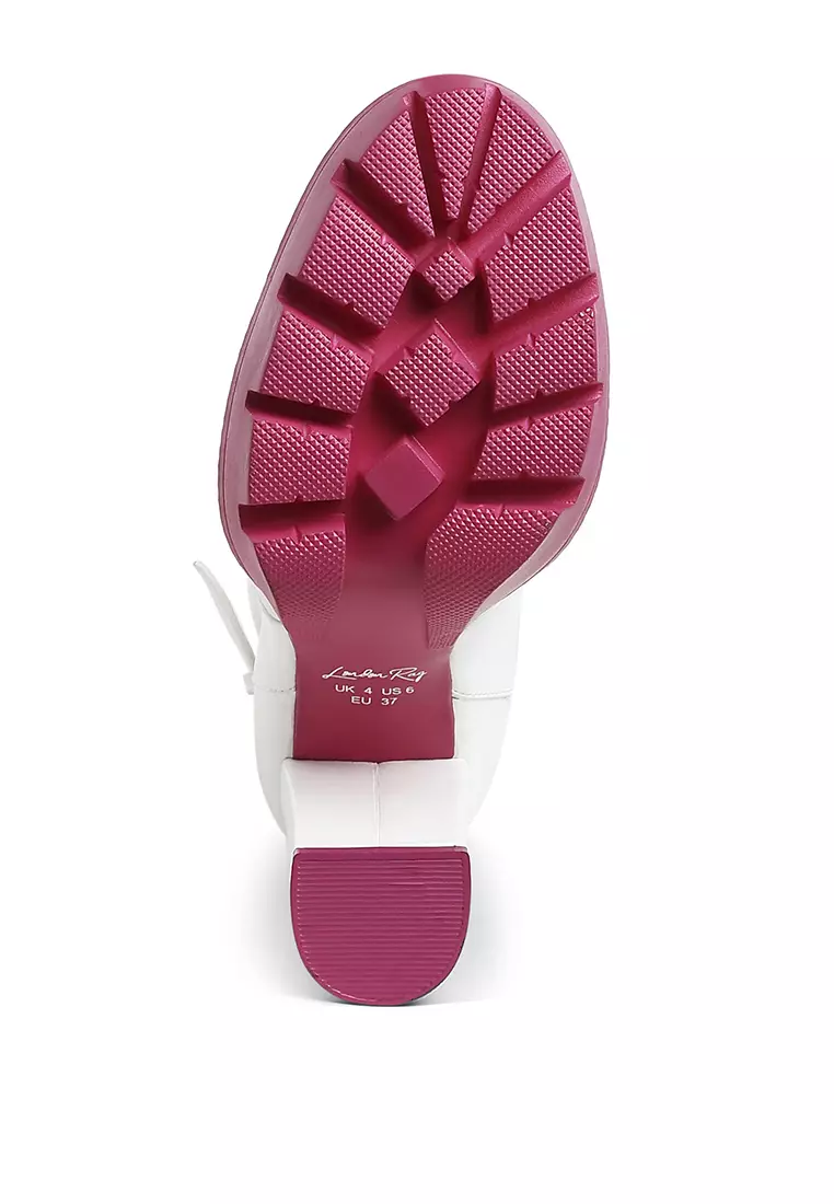 Boot Biker Putih Berkerah Bantal