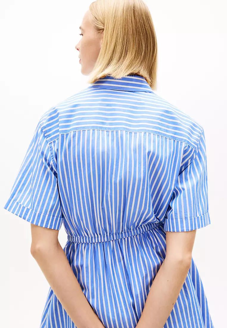 間條府綢迷你恤衫裙 - Tommy Jeans