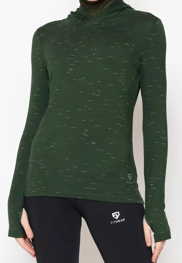 Fitwear - Kaos Olahraga Wanita ATALIA BASIC HOODIE LS - BOTTLE