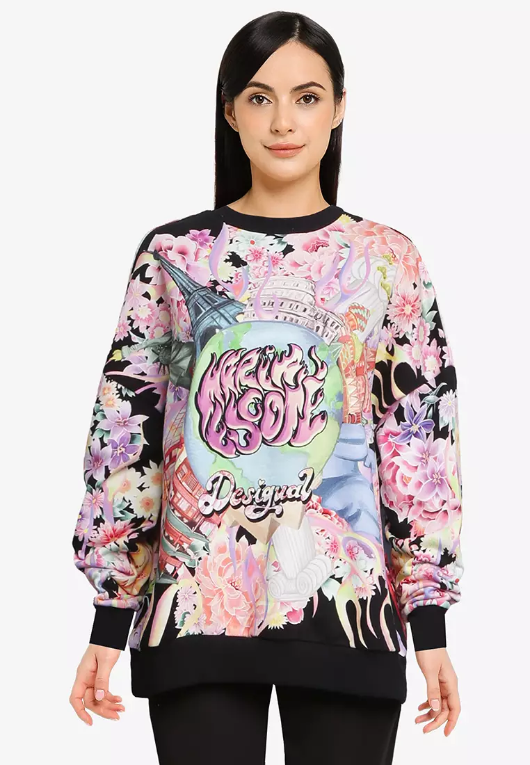 Felpa Desigual Bambine - Sweatshirt Con Ricami E Glitter Collezione AW25