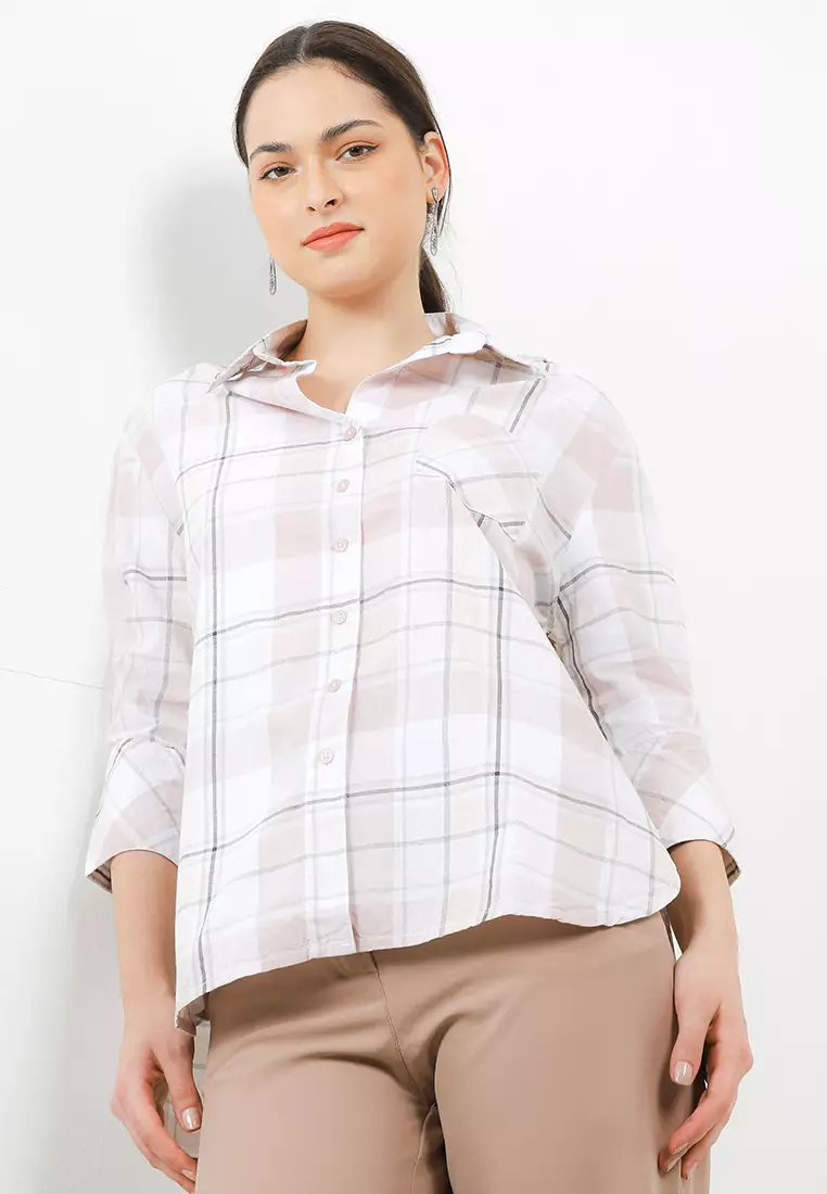Triset Ladies Leaf Texture Blouse Wanita