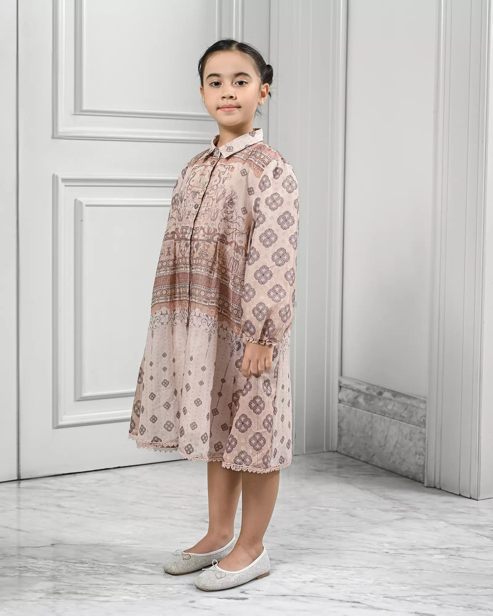 Geulis.id KIDS ALUSYA MIDI DRESS / DRESS ANAK / BAJU LEBARAN - DUSTYPEACH