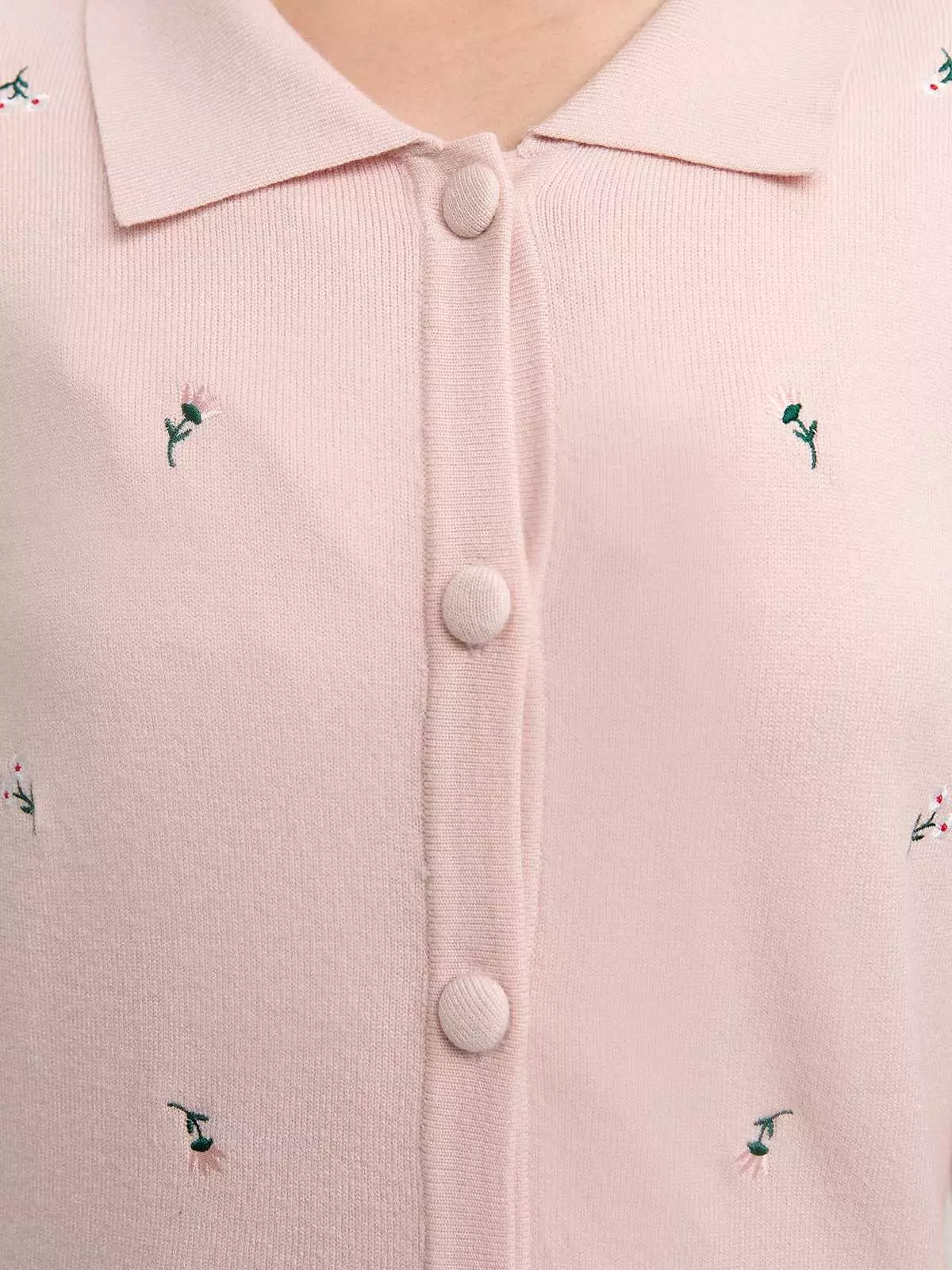Embroidered Cardigan - Pink
