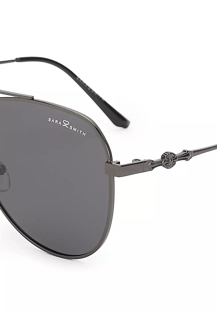 Unisex Polarized Aviator Sunglasses - Gun Grey