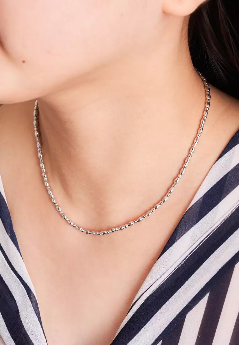 TOMEI Italia Beads Necklace, White Gold 585