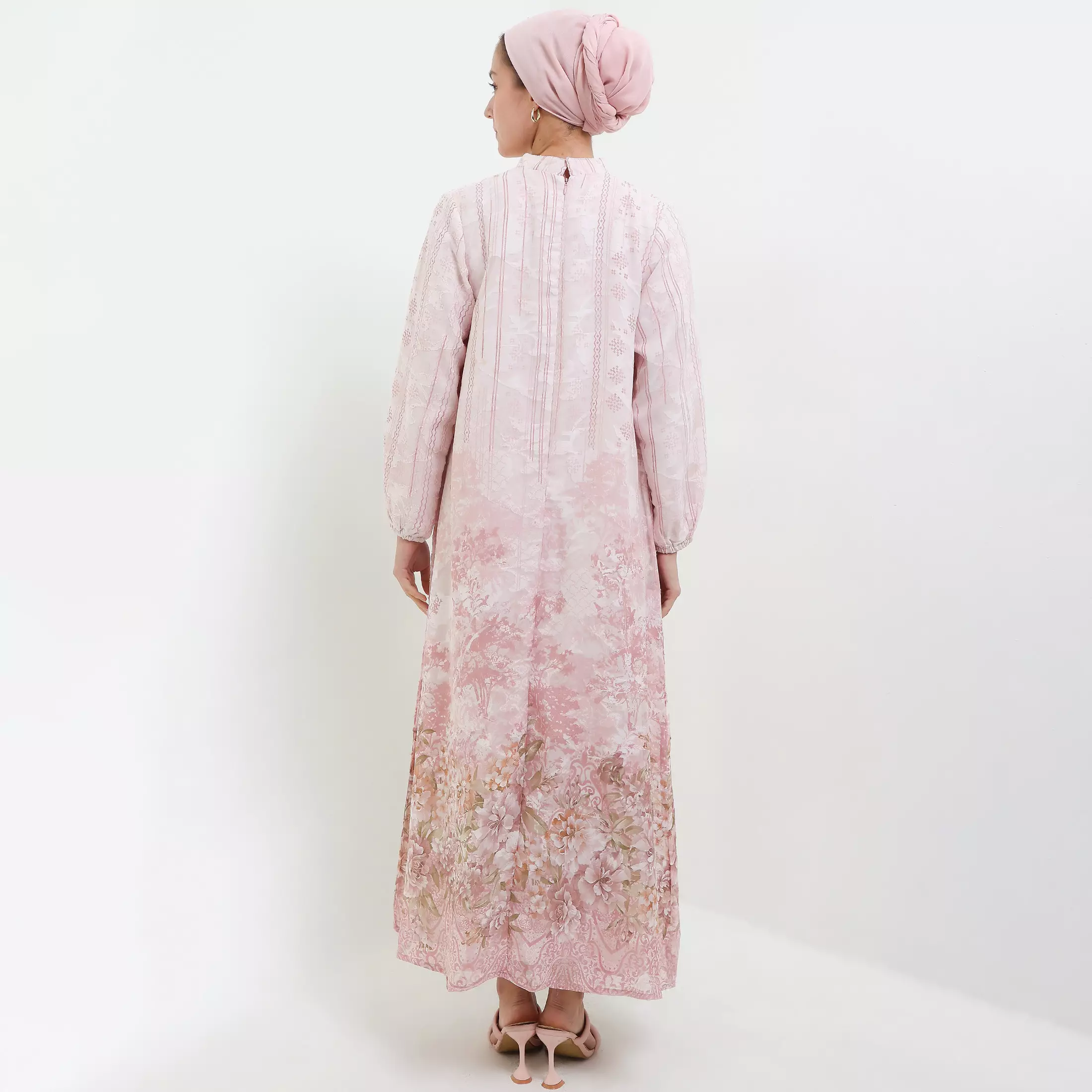 MFMW Listra Dress Gamis Pink Motif Bunga