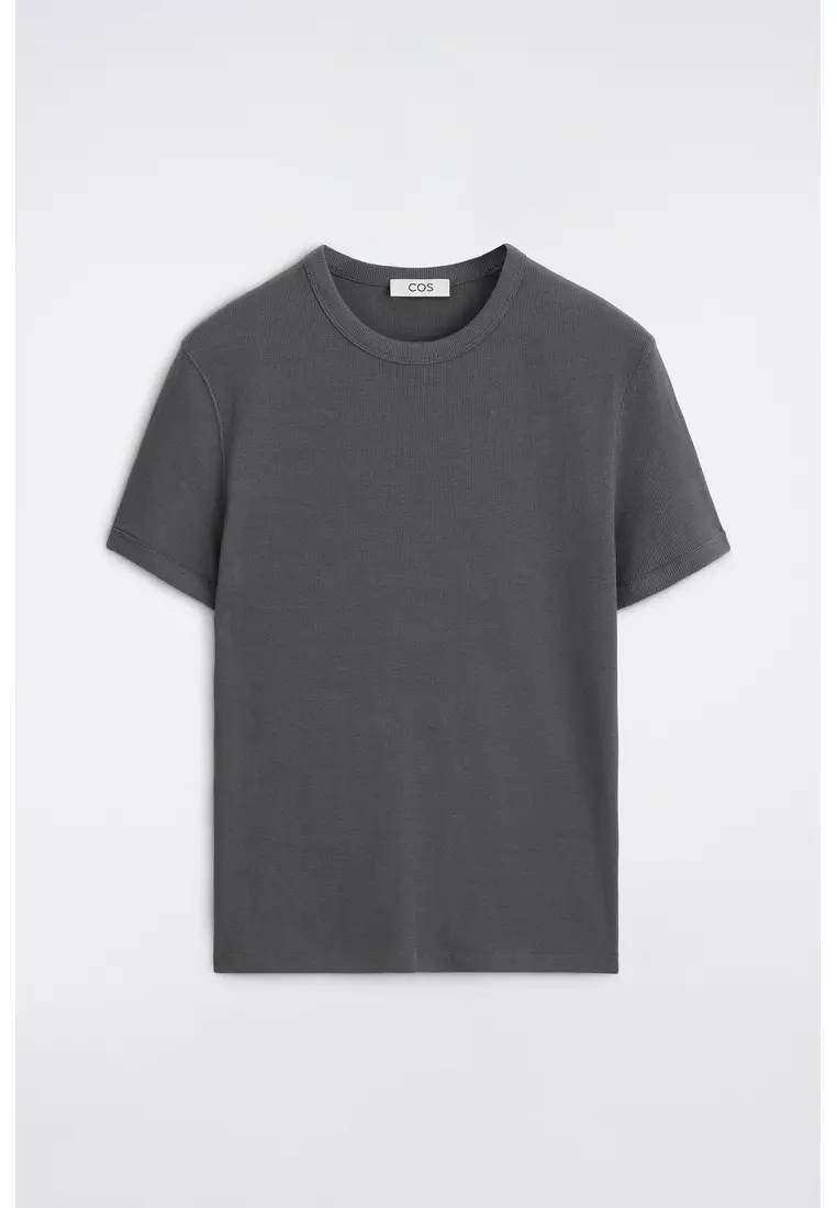 SLIM RIBBED COTTON T-SHIRT