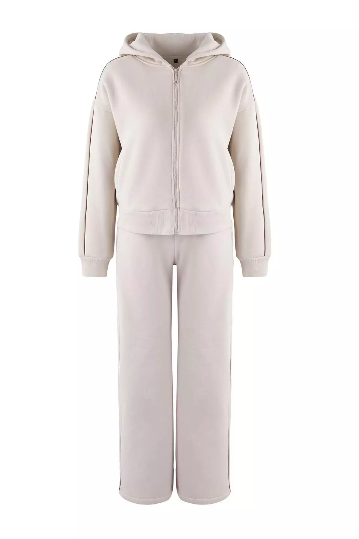Stone Thick Brushed Inside Zip-Up Hooded Oversized/Wide Fit Knit Tracksuit Set Twoaw26Em00000