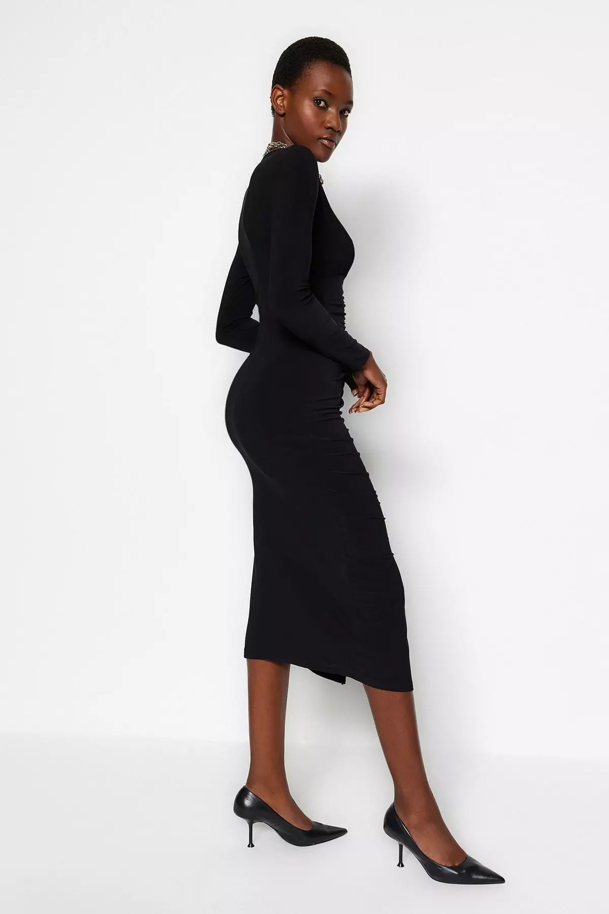 Ruched Slit Dress