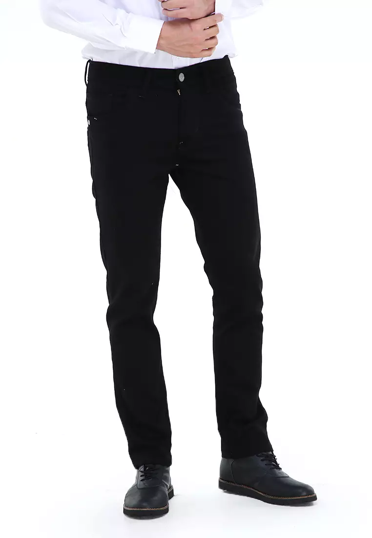 Locko Celana Panjang Denim Pria Style Casual Long Pants Material Jeans ORIGINAL - Black