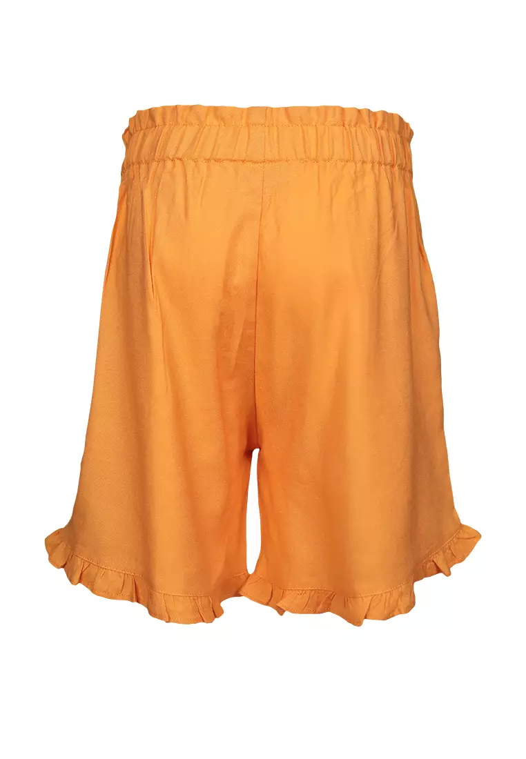 Pito Dito Girl Bellonda Celana Pendek Katun Anak Perempuan Motif Polos Warna Orange - Size 4