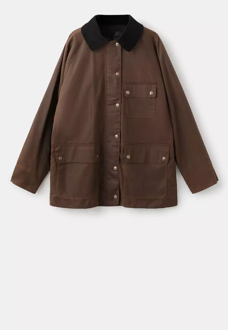 Wax Jacket Mango Cord Jacket MANGO Corduroy Collar Waxed Effect