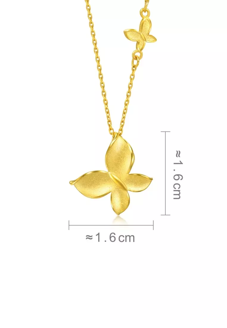 999.9 24K Pure Gold Essence Butterfly Necklace for Women 47cm 95300N Price-by-Weight 4.49g Gold