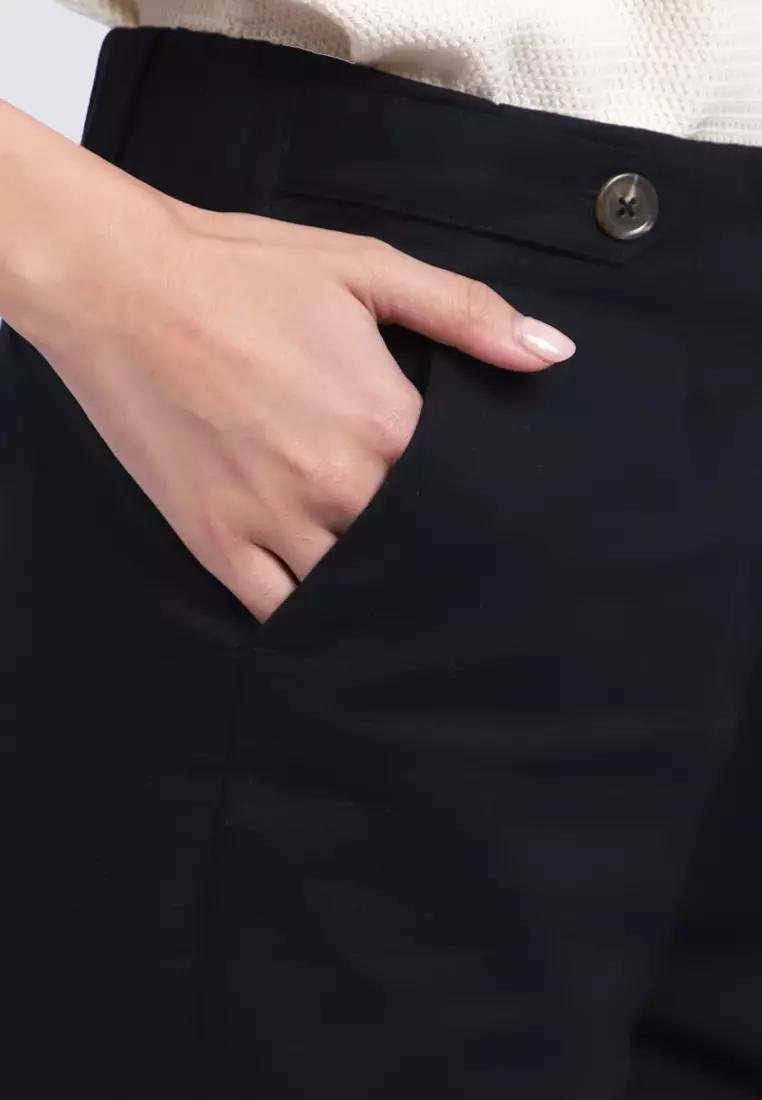 High Waist Straight Pants BLACK