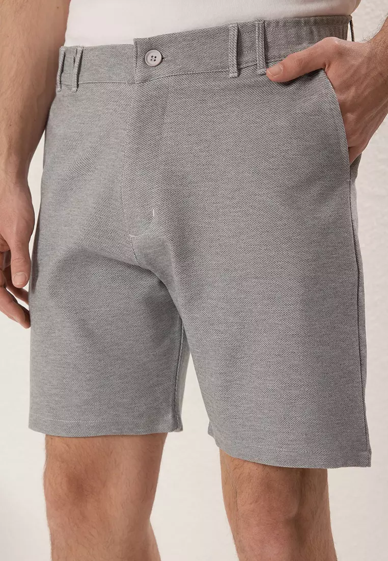 Grey Chino Regular/Normal Cut Woven Shorts & Bermuda TMNSS25SR00008