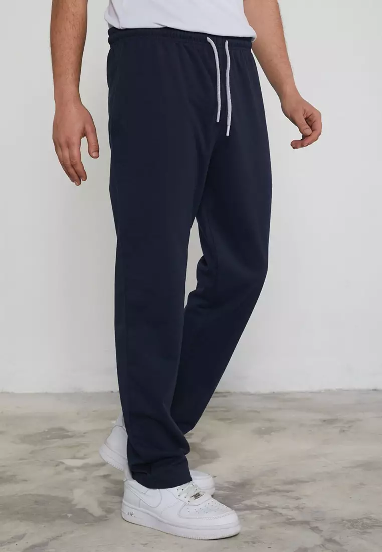 Navy Blue Regular/Normal Cut New York Embroidered Straight Leg Sweatpants TMNSS25EA00007
