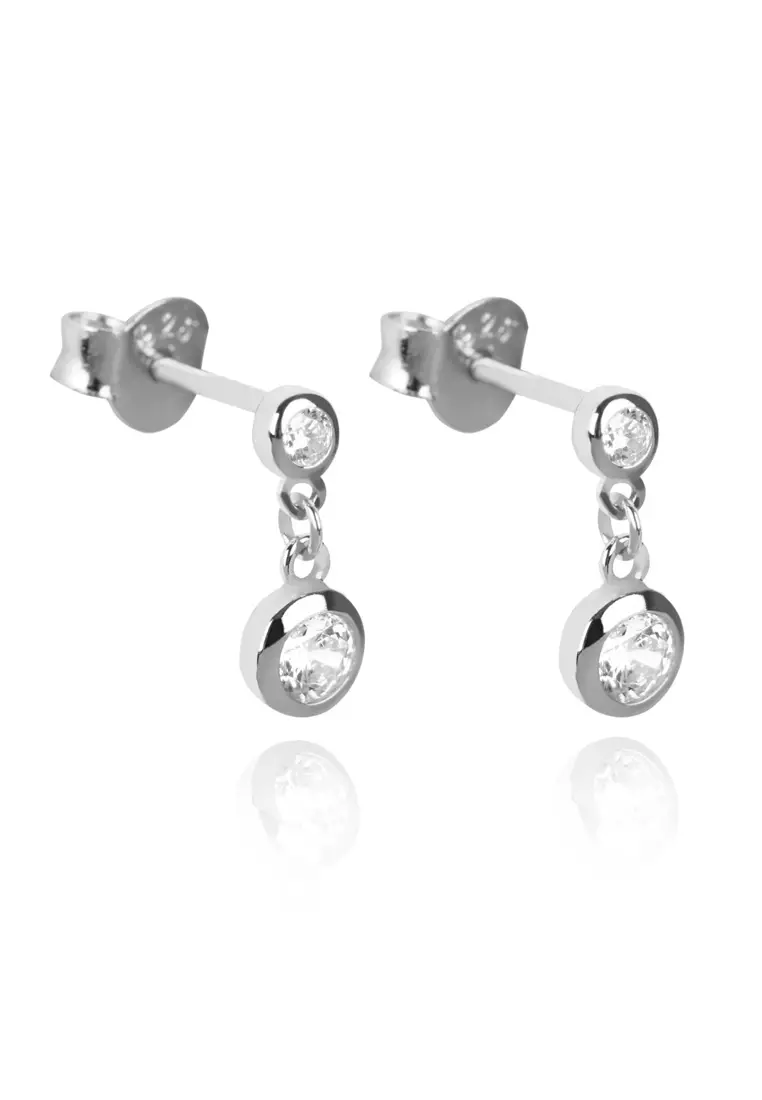 Sterling Silver Round Drop Earrings