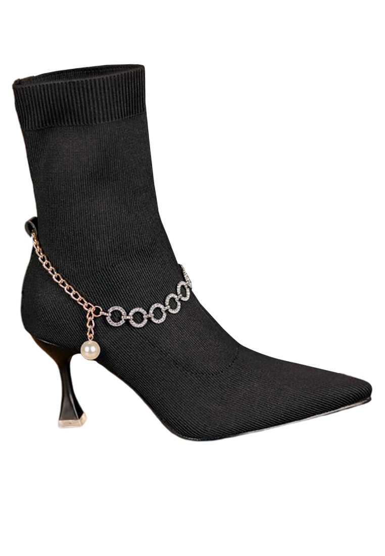 7.5CM Chain Decoration Knit Socking Boots YLT2199-2