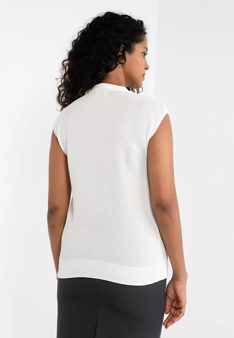 White sleeveless cheap sweater top