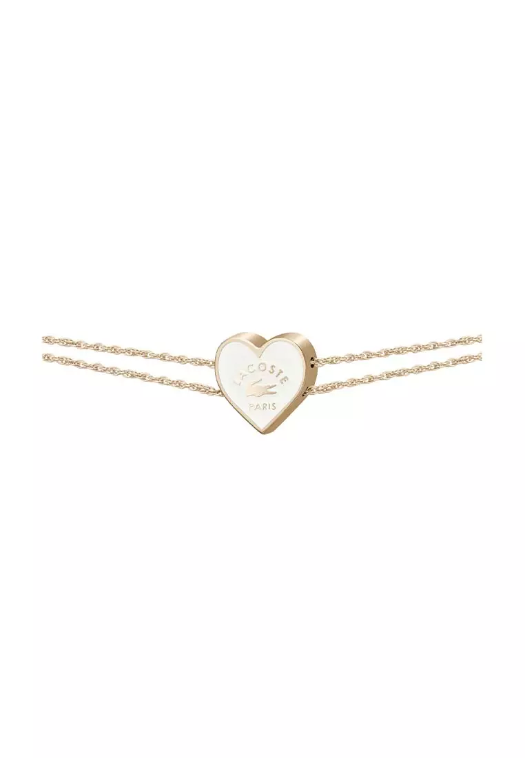 Love My Croc Carnation Gold Blush Colored Enamel Heart Bracelet Bracelet LAJ-2040397